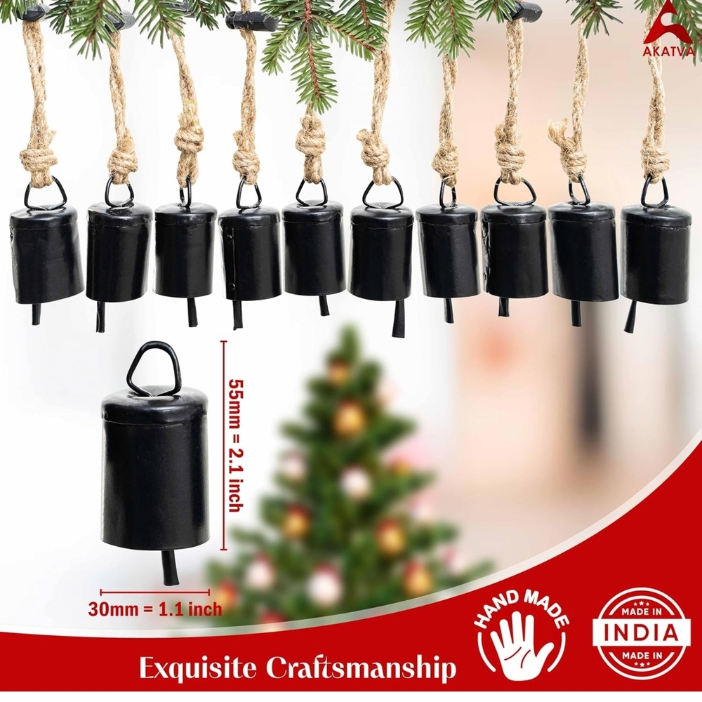 10 Pcs Handmade Black Metal Bells